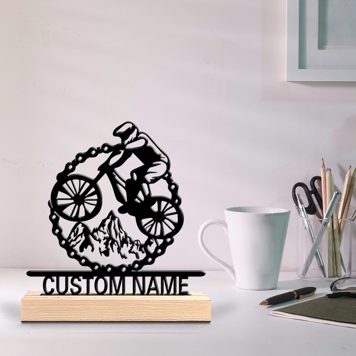 Mountain Biking Gifts - 1 Stück Modische Personalisierte Maßgefertigte Mountainbike-Metallstatue